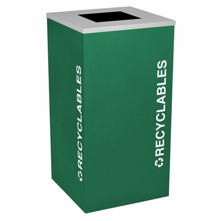 EX-CELL KAISER 24 Gallon Square Recycling Receptacle with Recyclables Decal, Emerald Texture EX122793